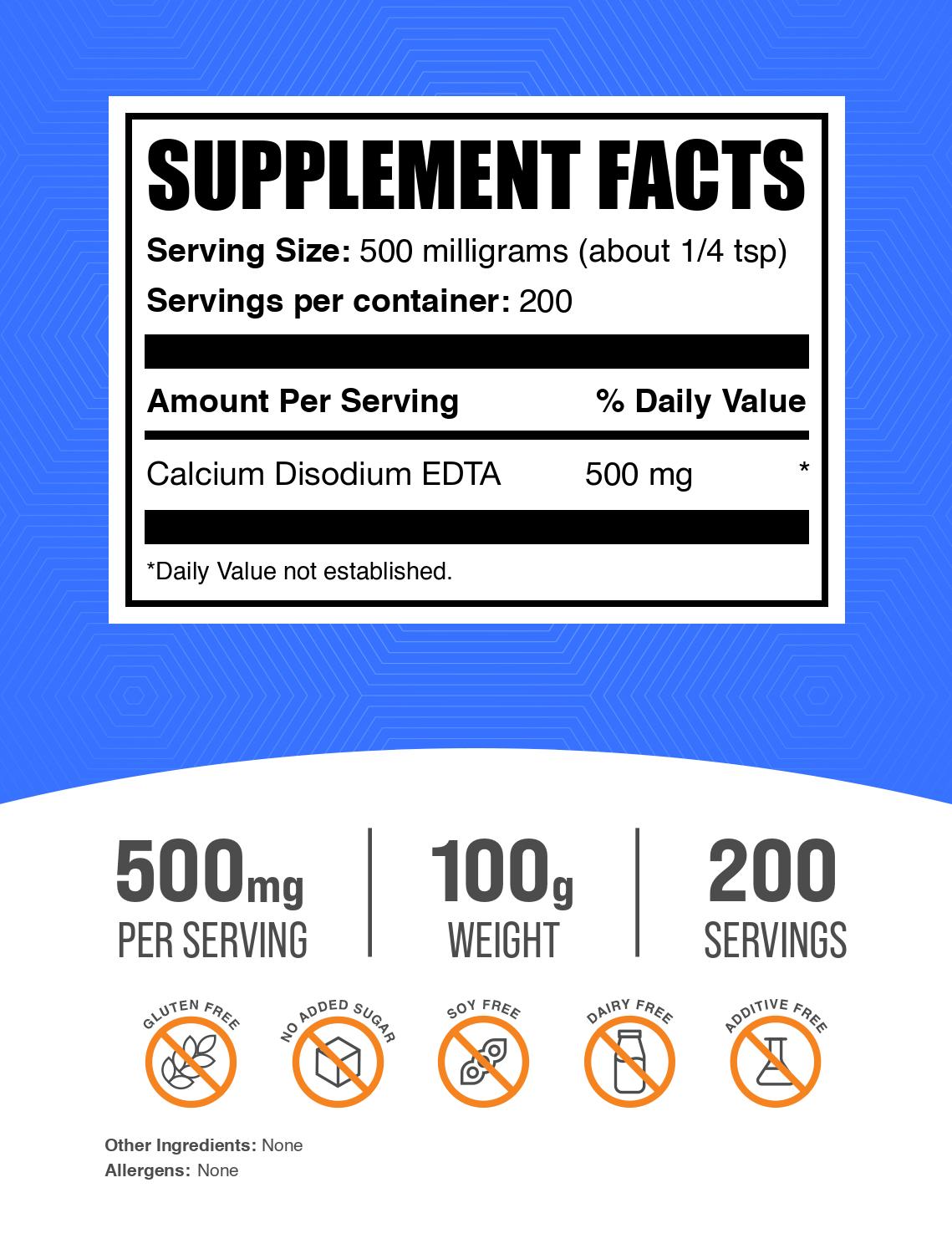 Calcium Disodium EDTA powder label 100g