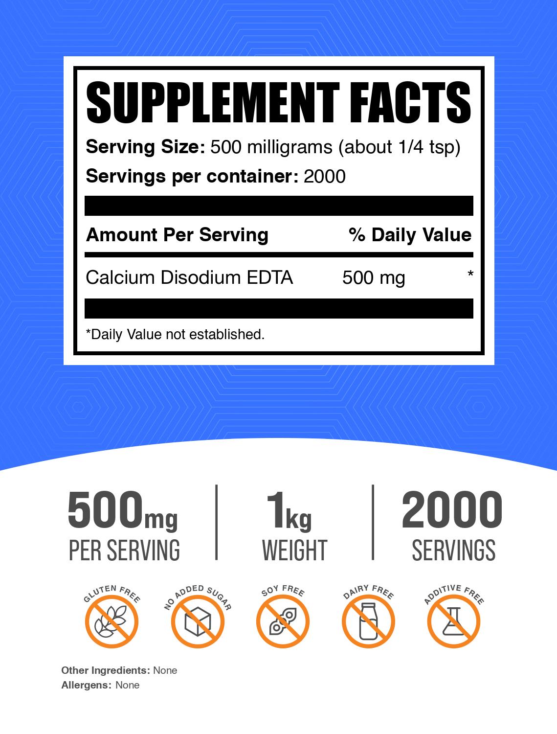 Calcium Disodium EDTA powder label 1kg