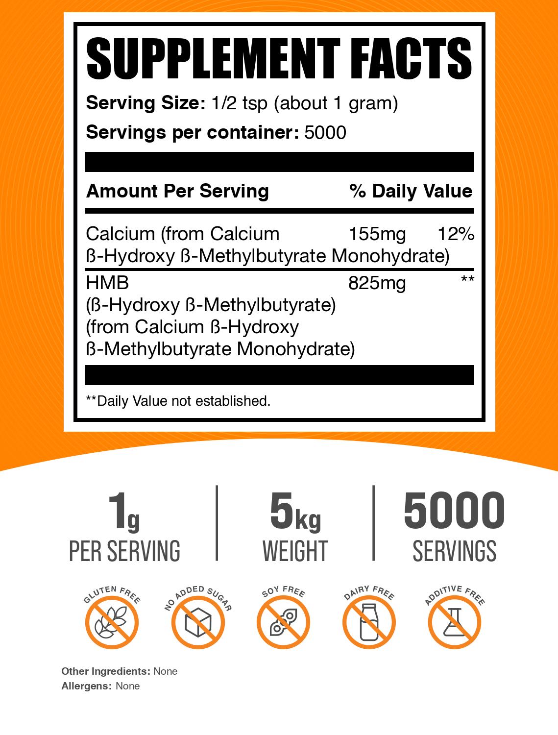 Calcium HMB powder label 5kg