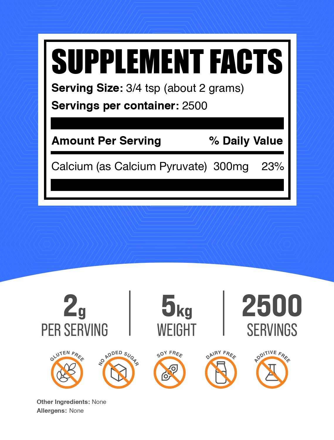 Calcium Pyruvate powder label 5kg