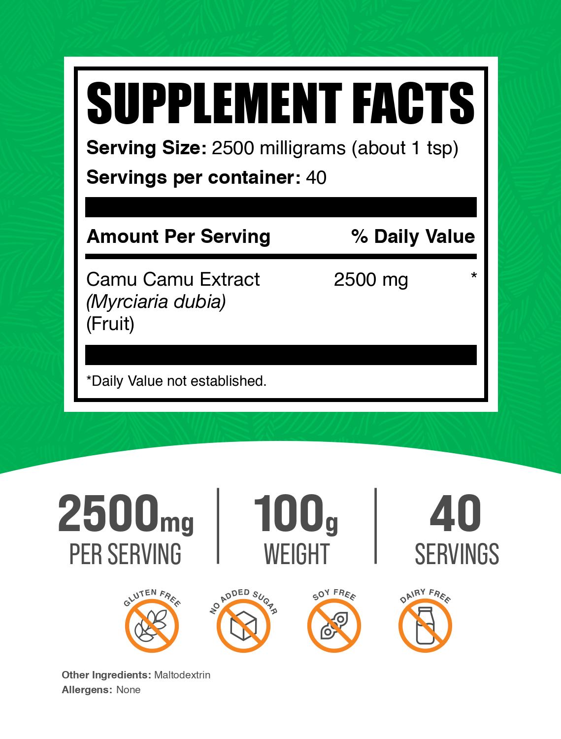 Camu Camu Extract powder label 100g