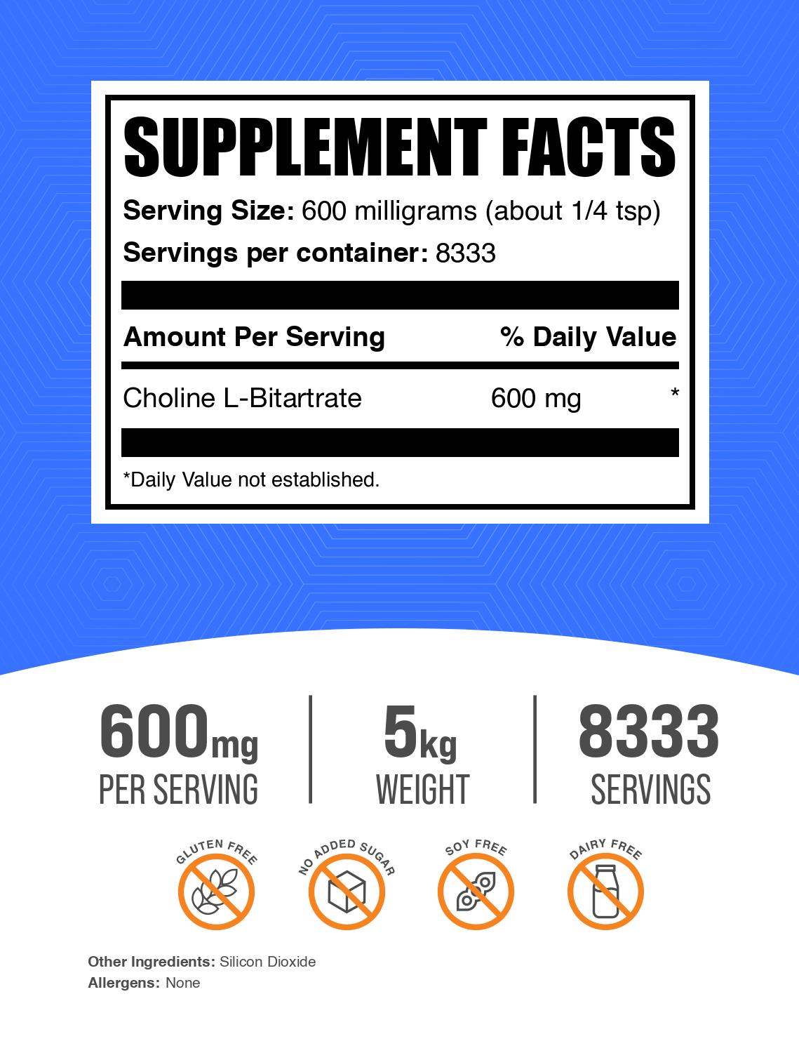 Choline L-Bitartrate Powder label 5kg