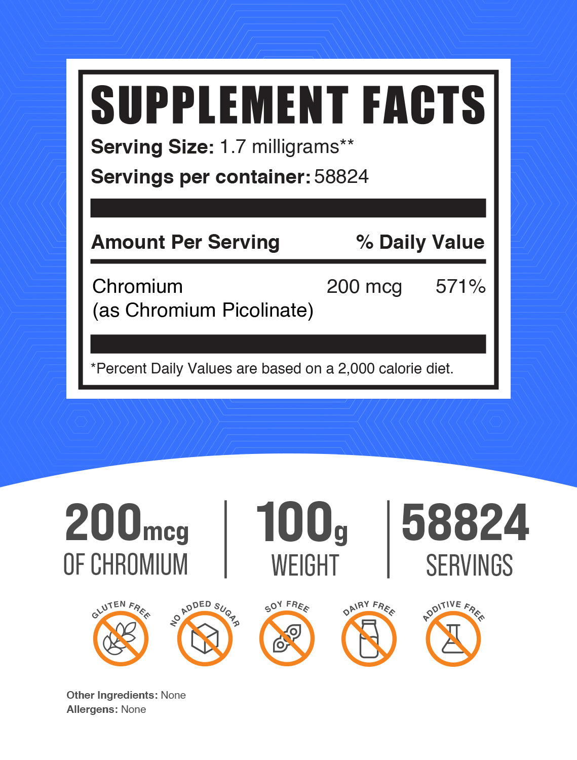 Chromium Picolinate powder label 100g