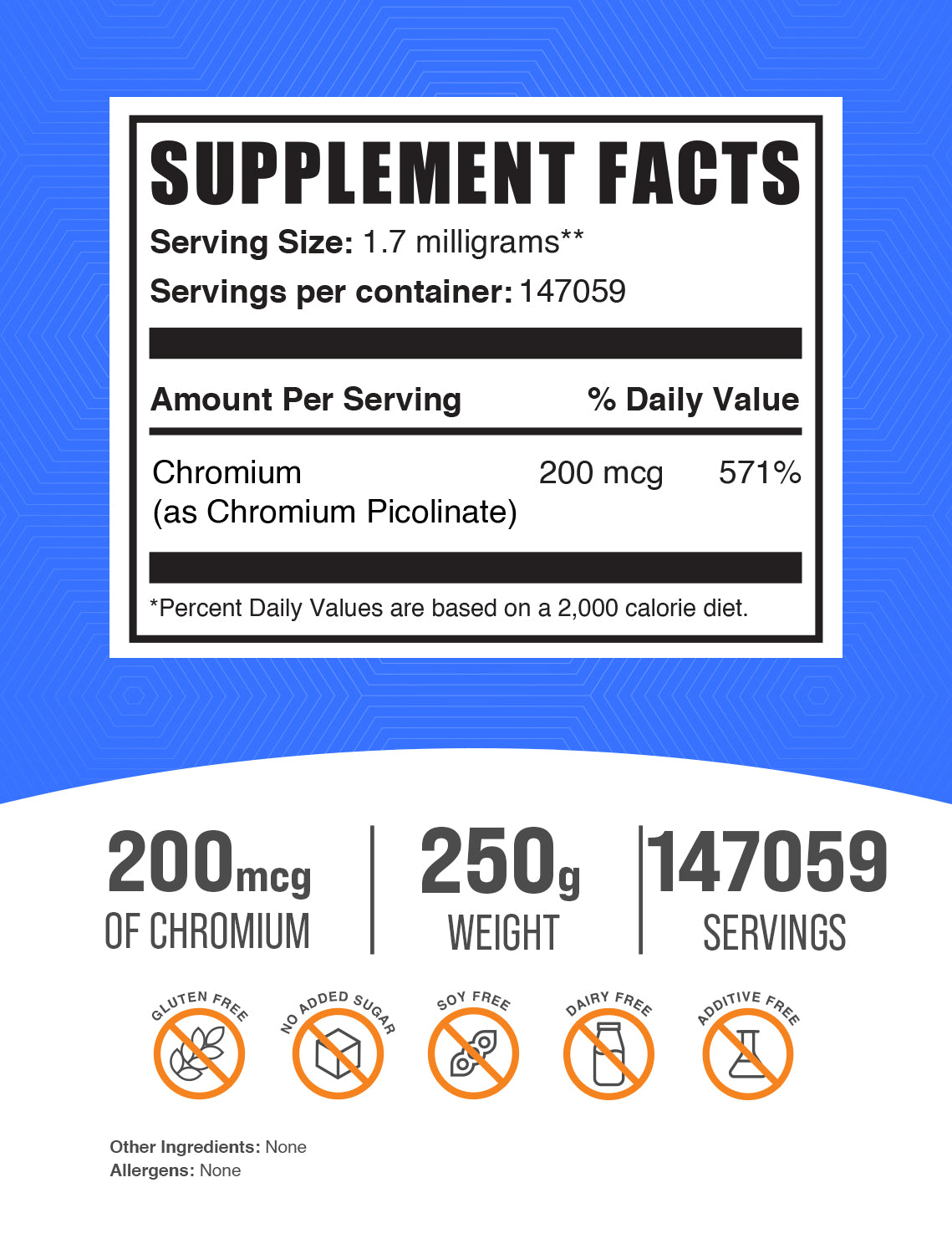 Chromium Picolinate powder label 250g