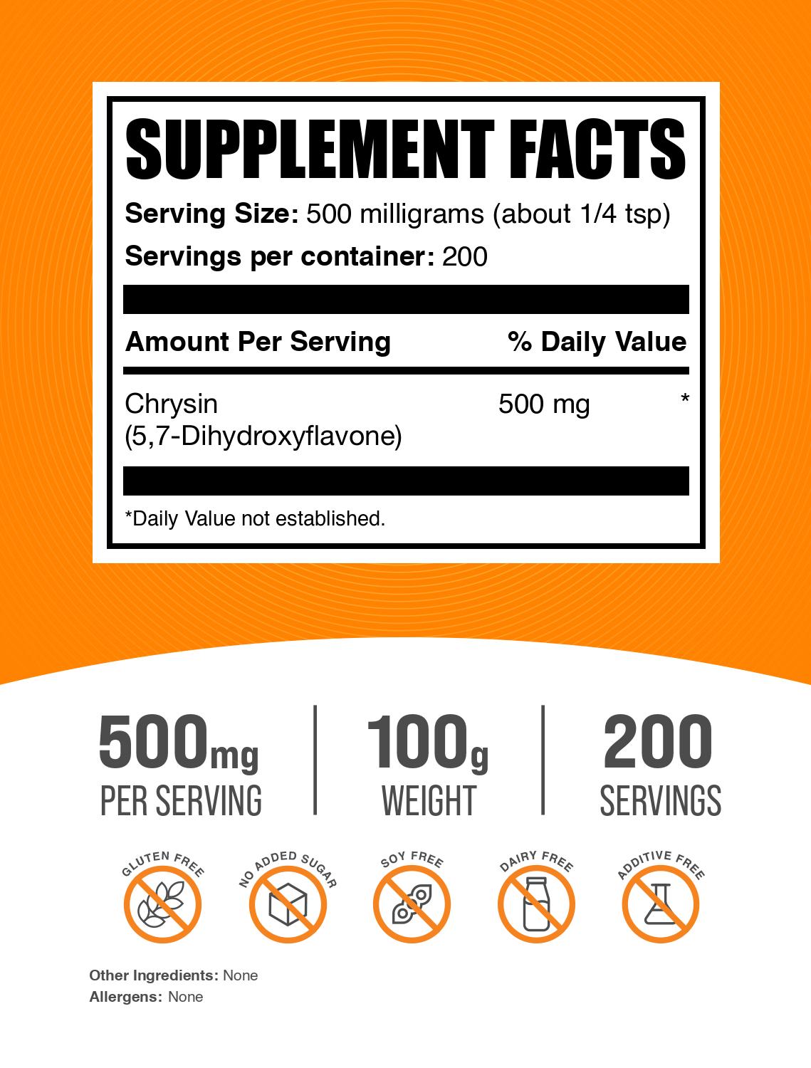 Chrysin powder label 100g