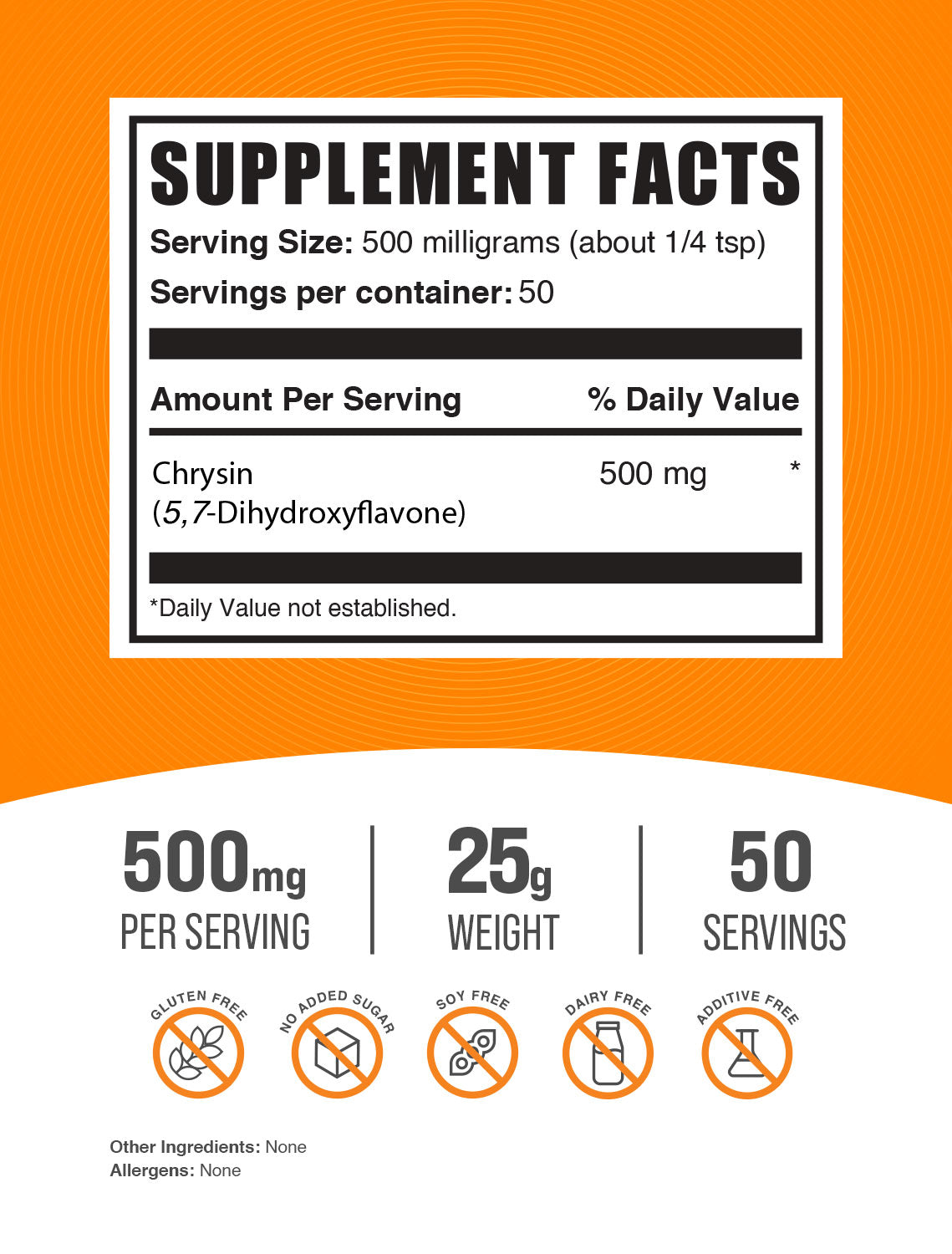 Chrysin powder label 25g