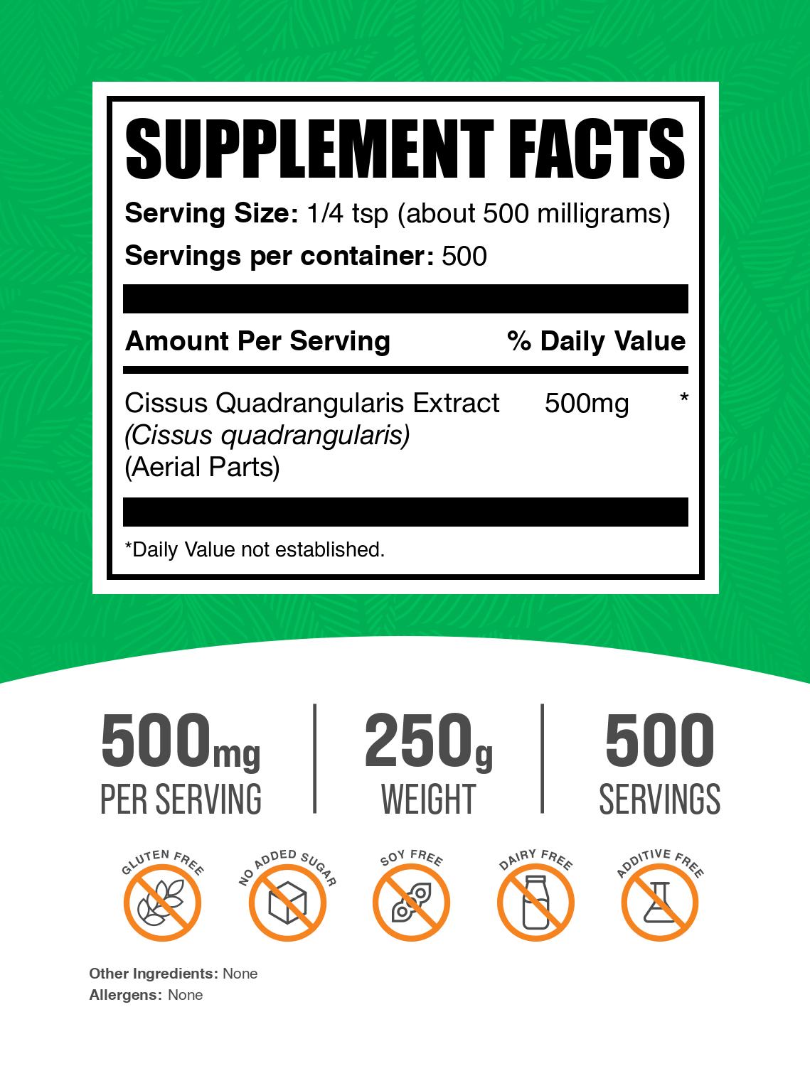 Cissus Quadrangularis Extract powder label 250g