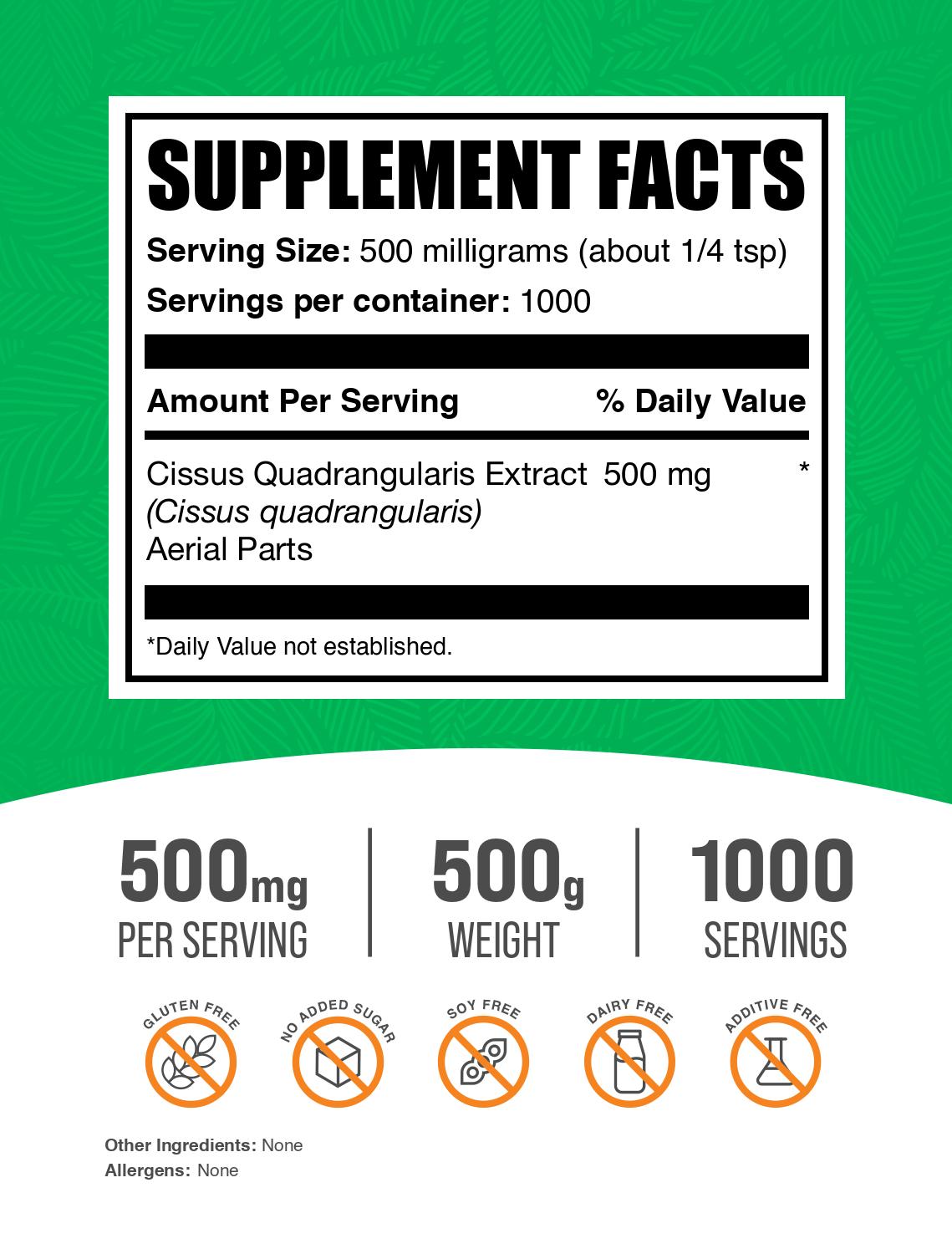 Cissus Quadrangularis Extract Powder label 500g