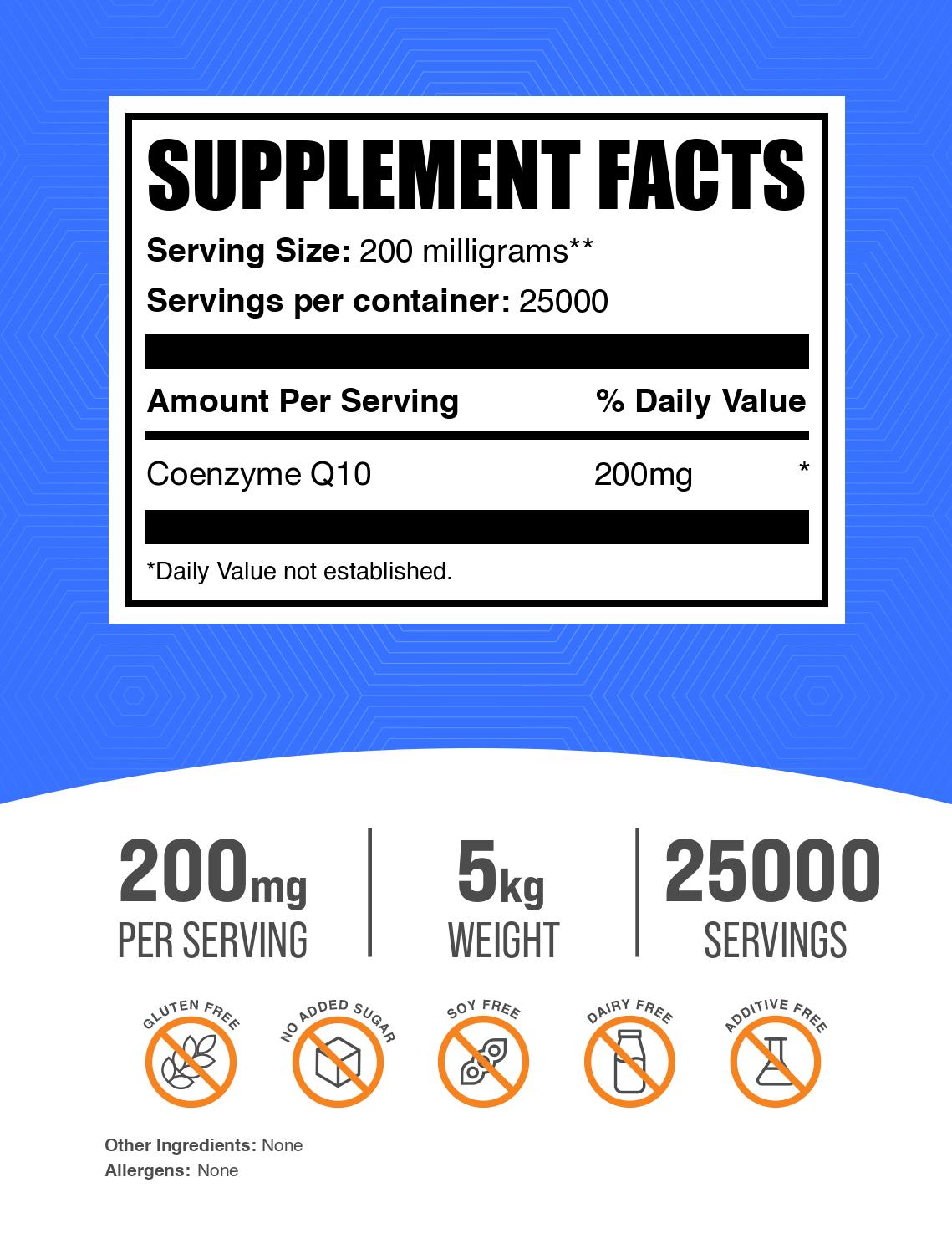 Coenzyme Q10 (CoQ10) powder label 5kg