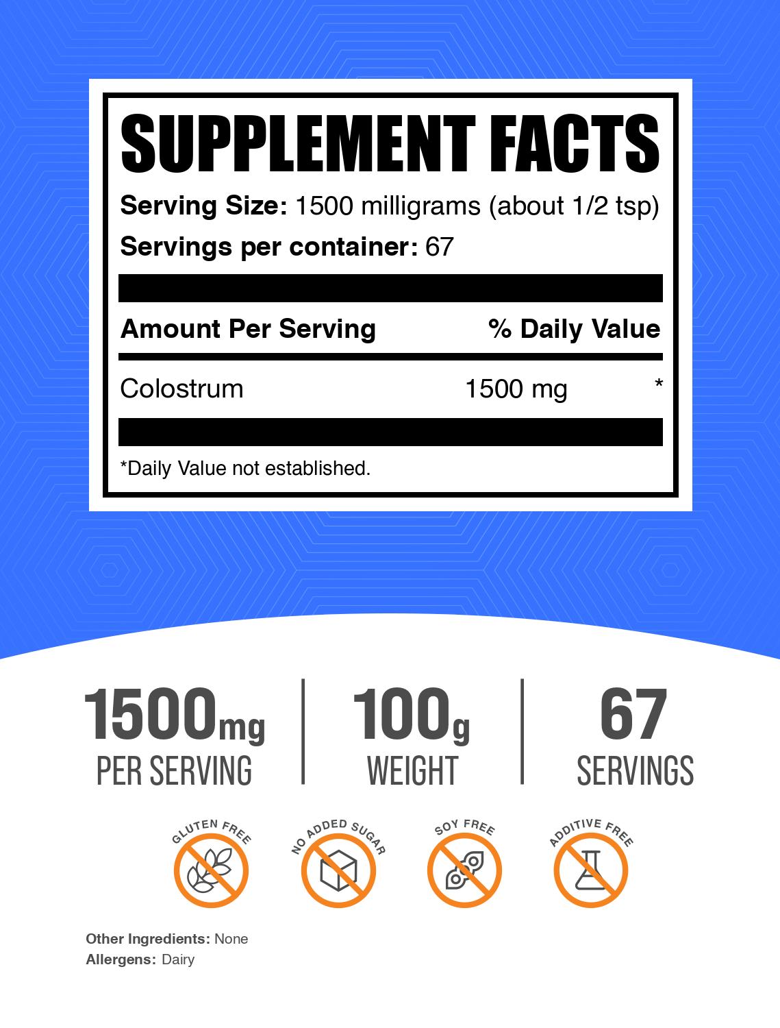 Colostrum powder label 100g