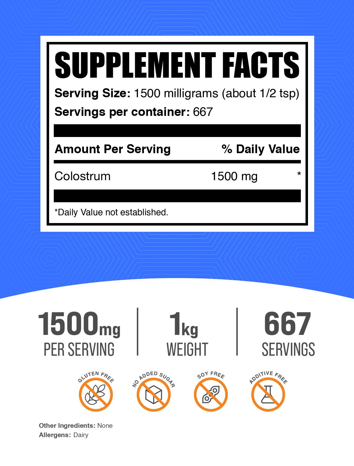 Colostrum powder label 1kg