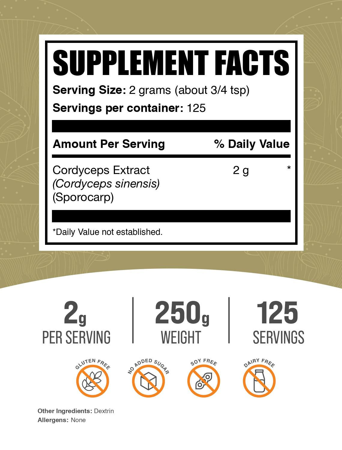 Cordyceps Extract powder label 250g