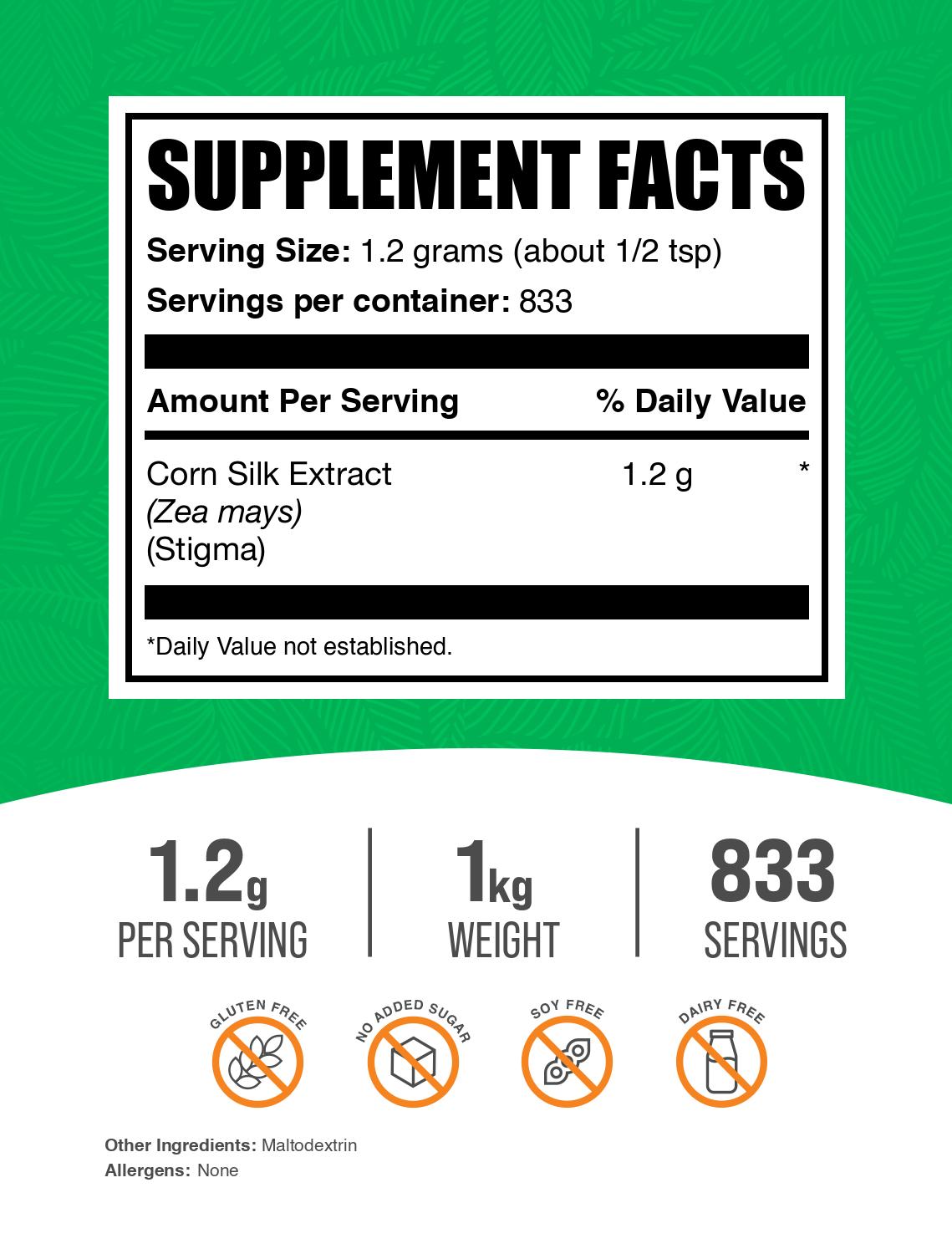 Corn Silk Extract powder label 1kg