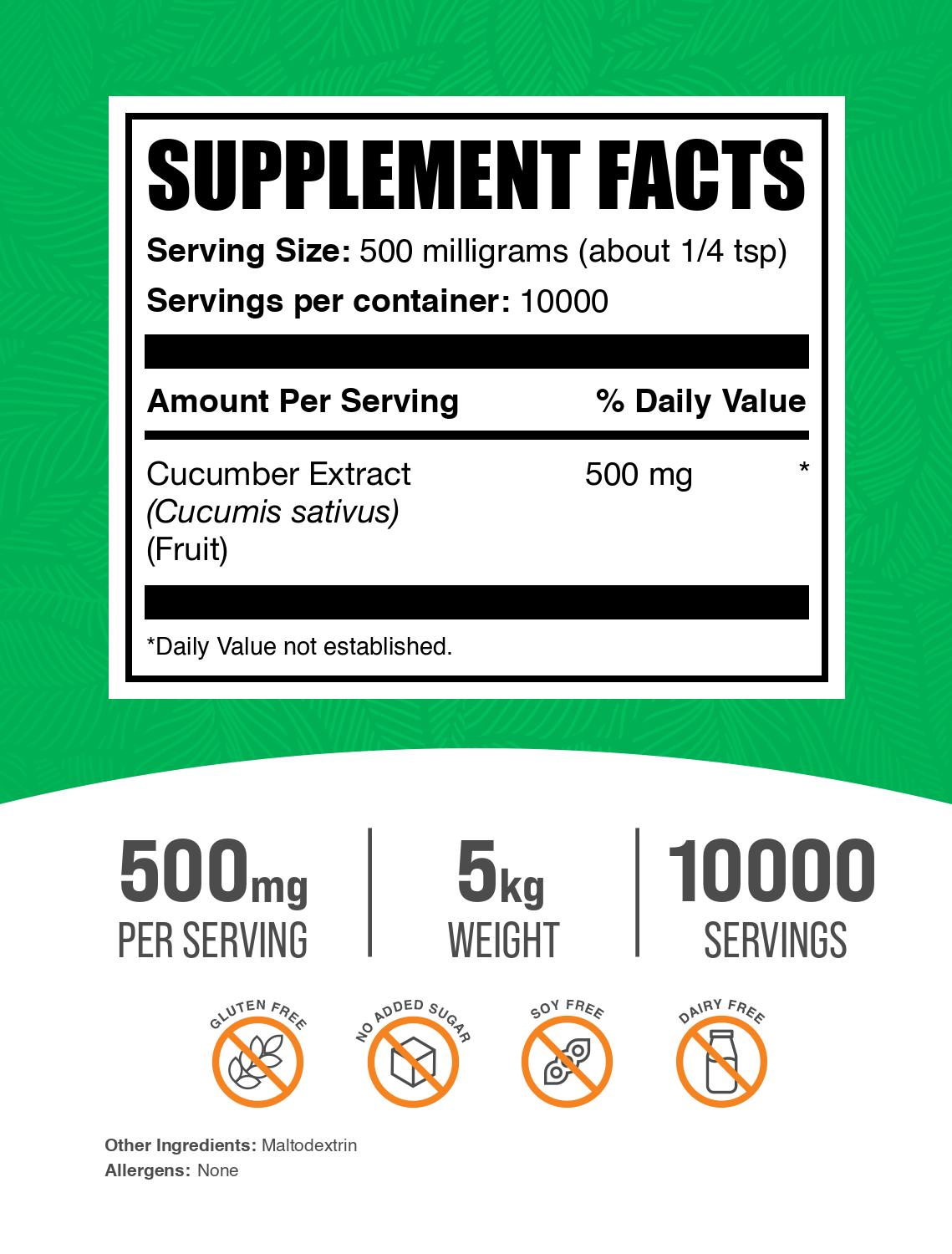 Cucumber extract powder label 5kg