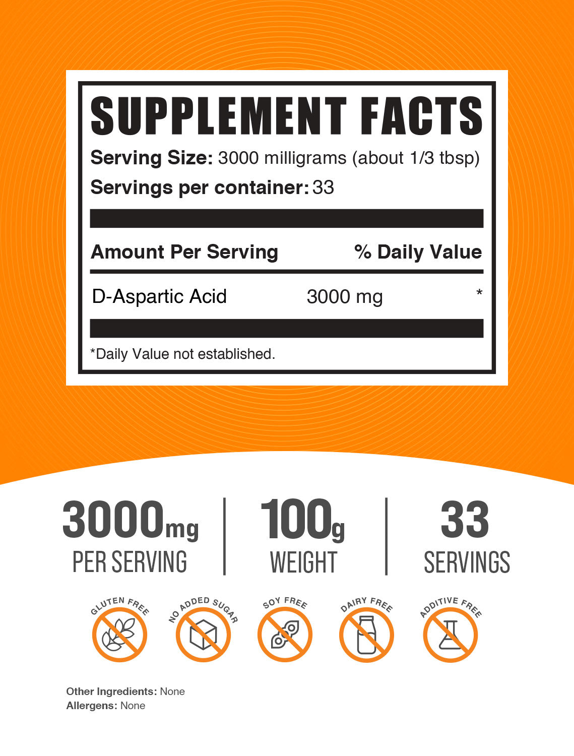 D-Aspartic Acid powder label 100g