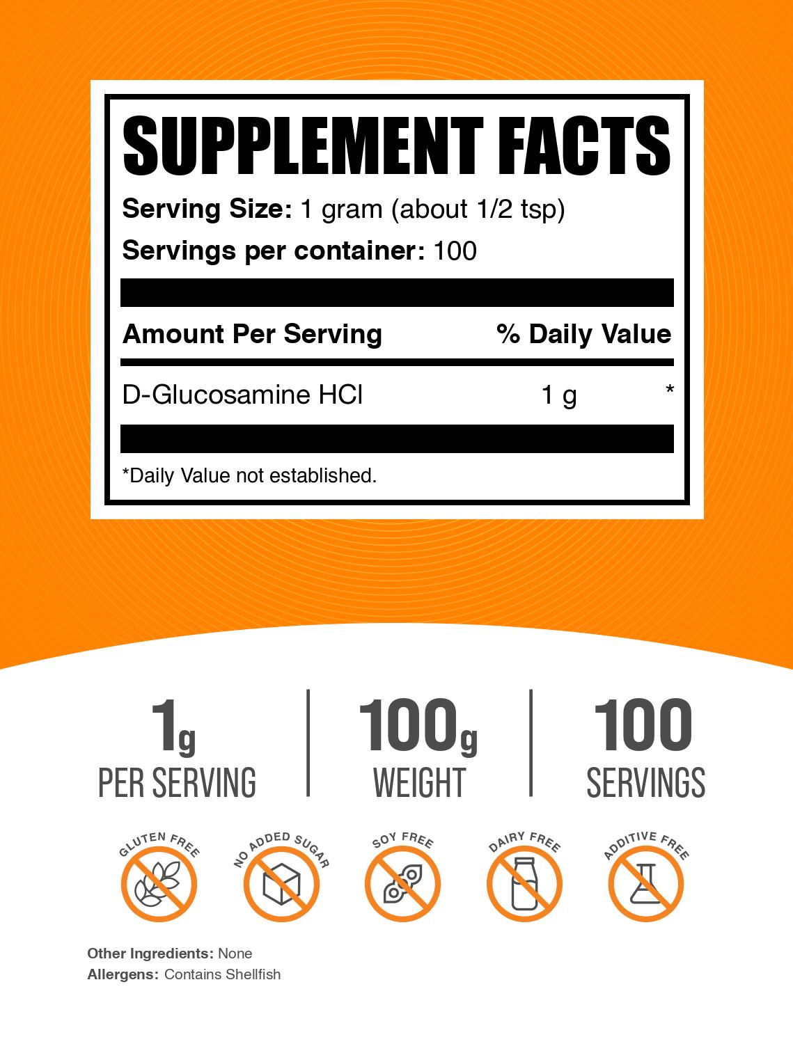 D-Glucosamine HCl powder label 100g