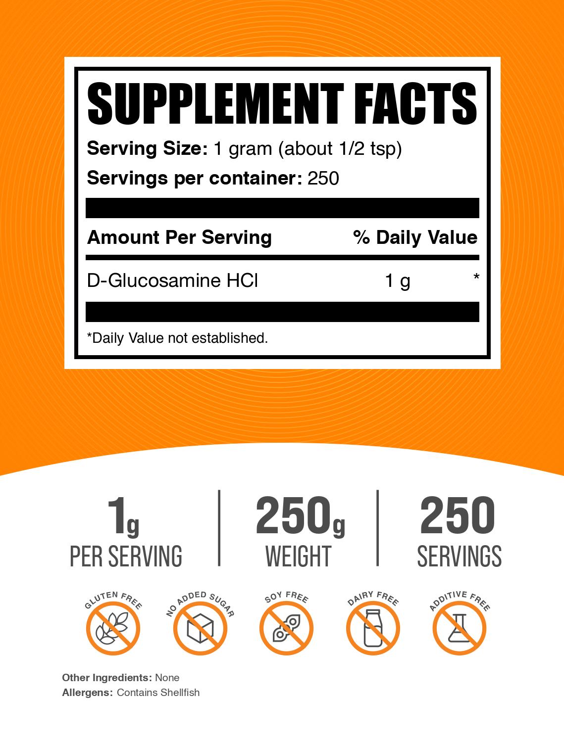 D-Glucosamine HCl powder label 250g