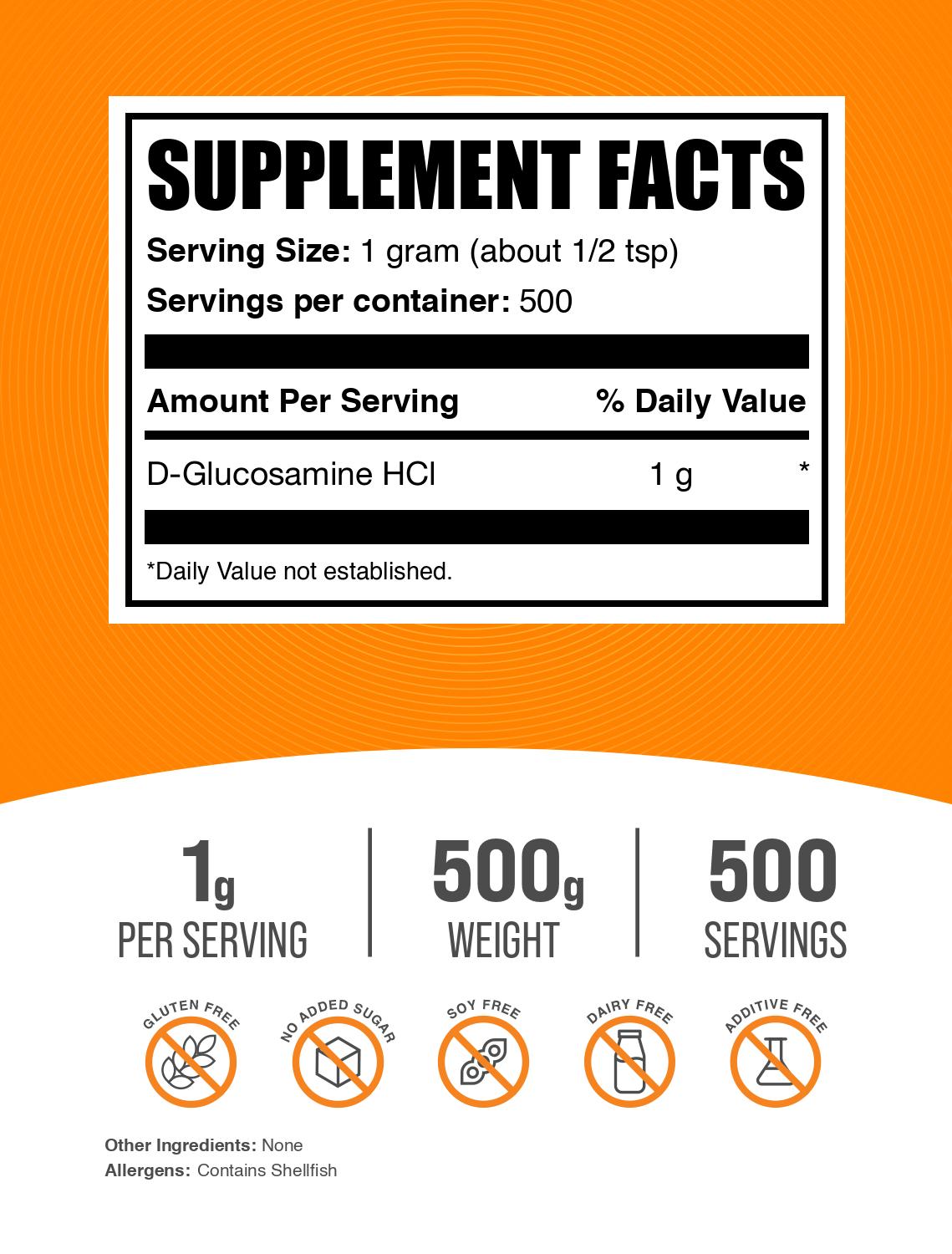 D-Glucosamine HCl powder label 500g