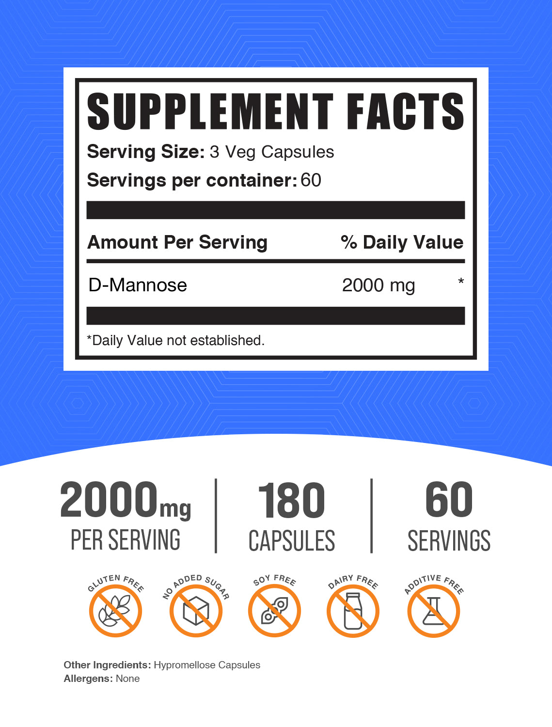 D-mannose 180 capsules label