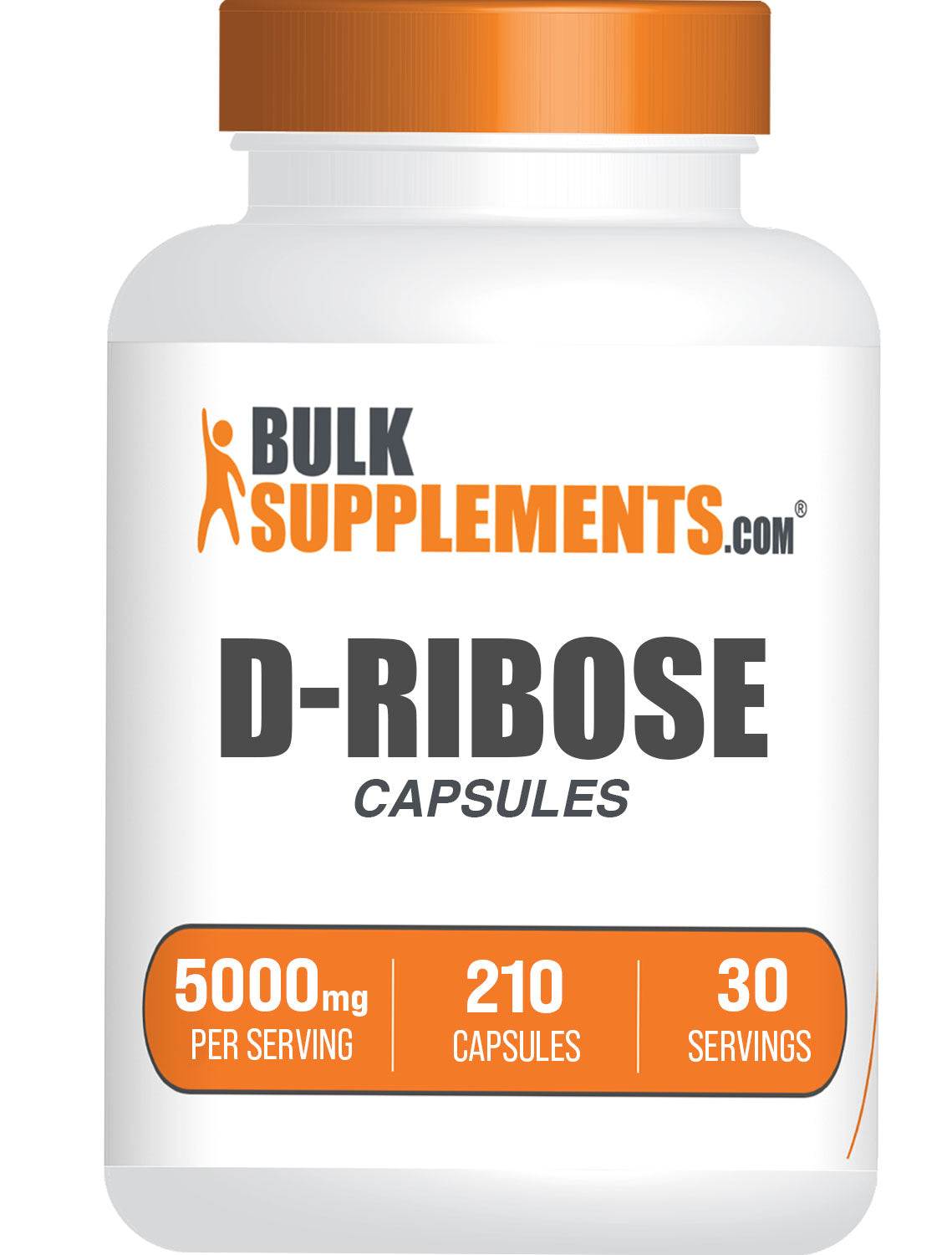 BulkSupplements.com D-Ribose Capsules 210 ct bottle image