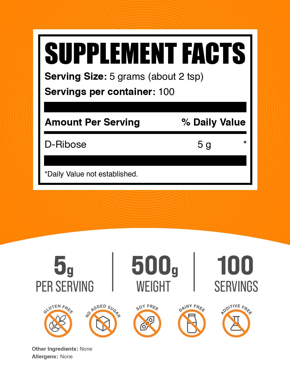 D-Ribose powder label 500g