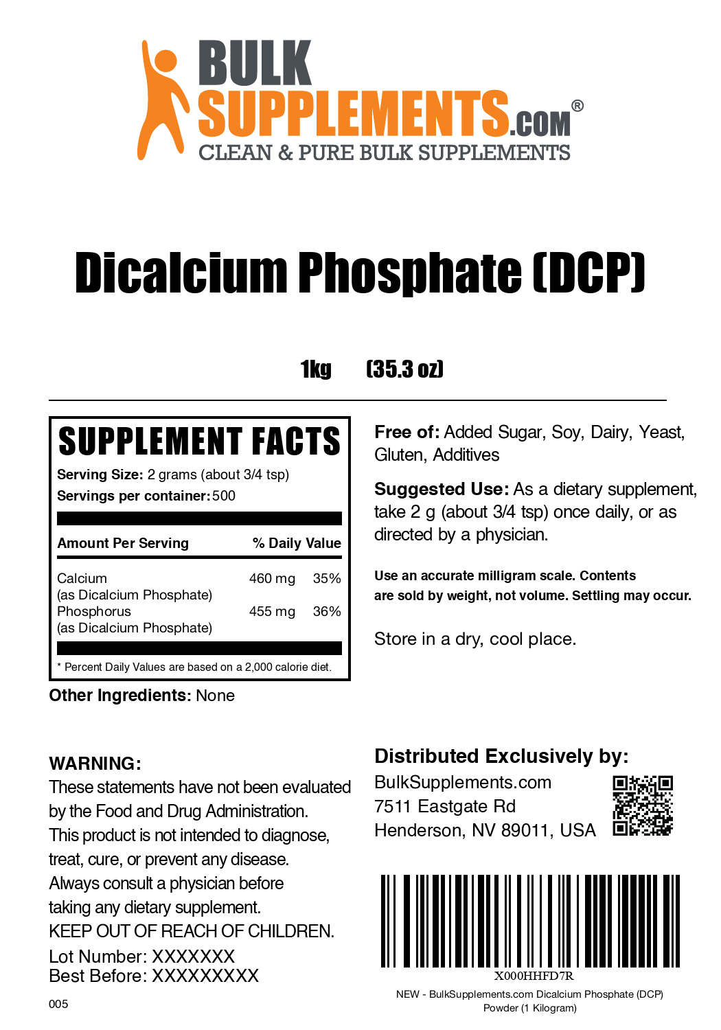 Dcalcium phosphate powder label 1kg