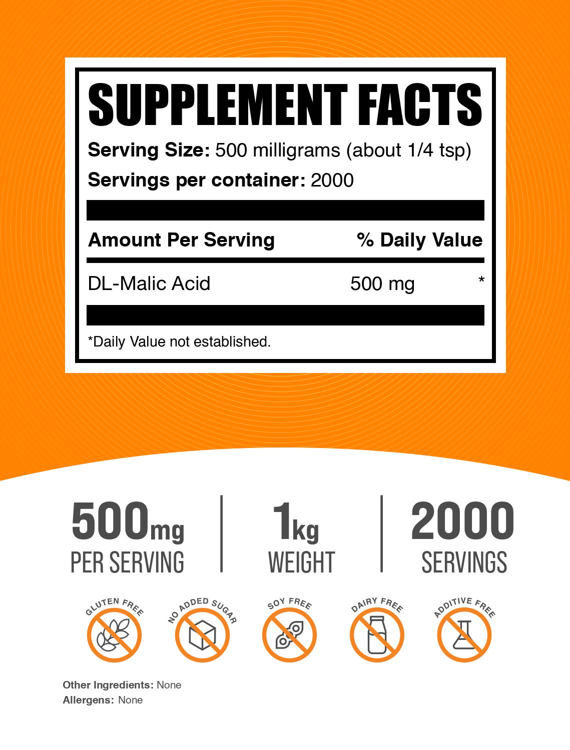 Malic acid powder label 1kg