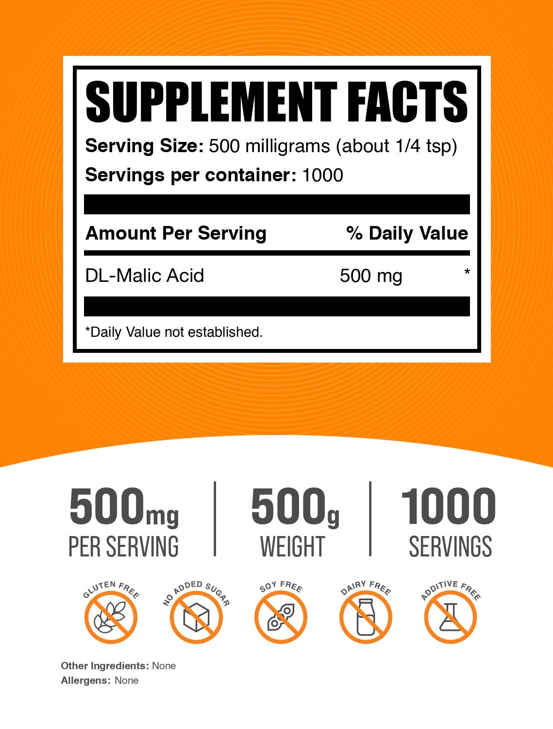 Malic acid powder label 500g