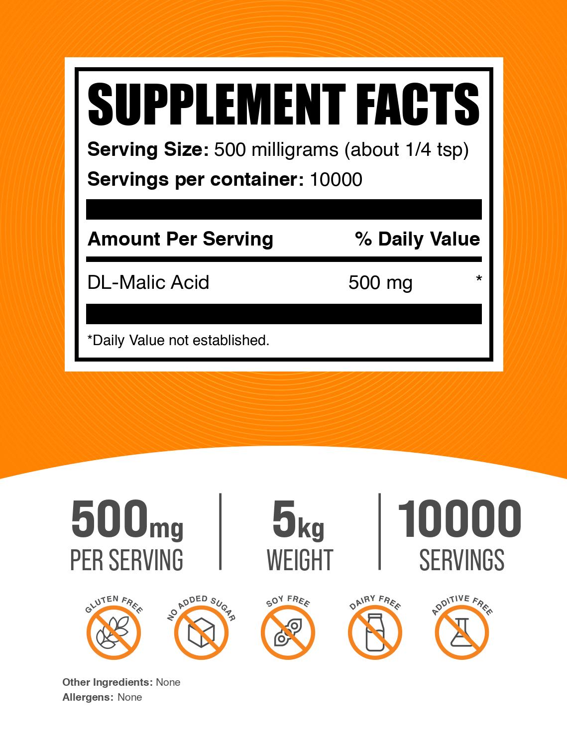 Malic acid powder label 5kg