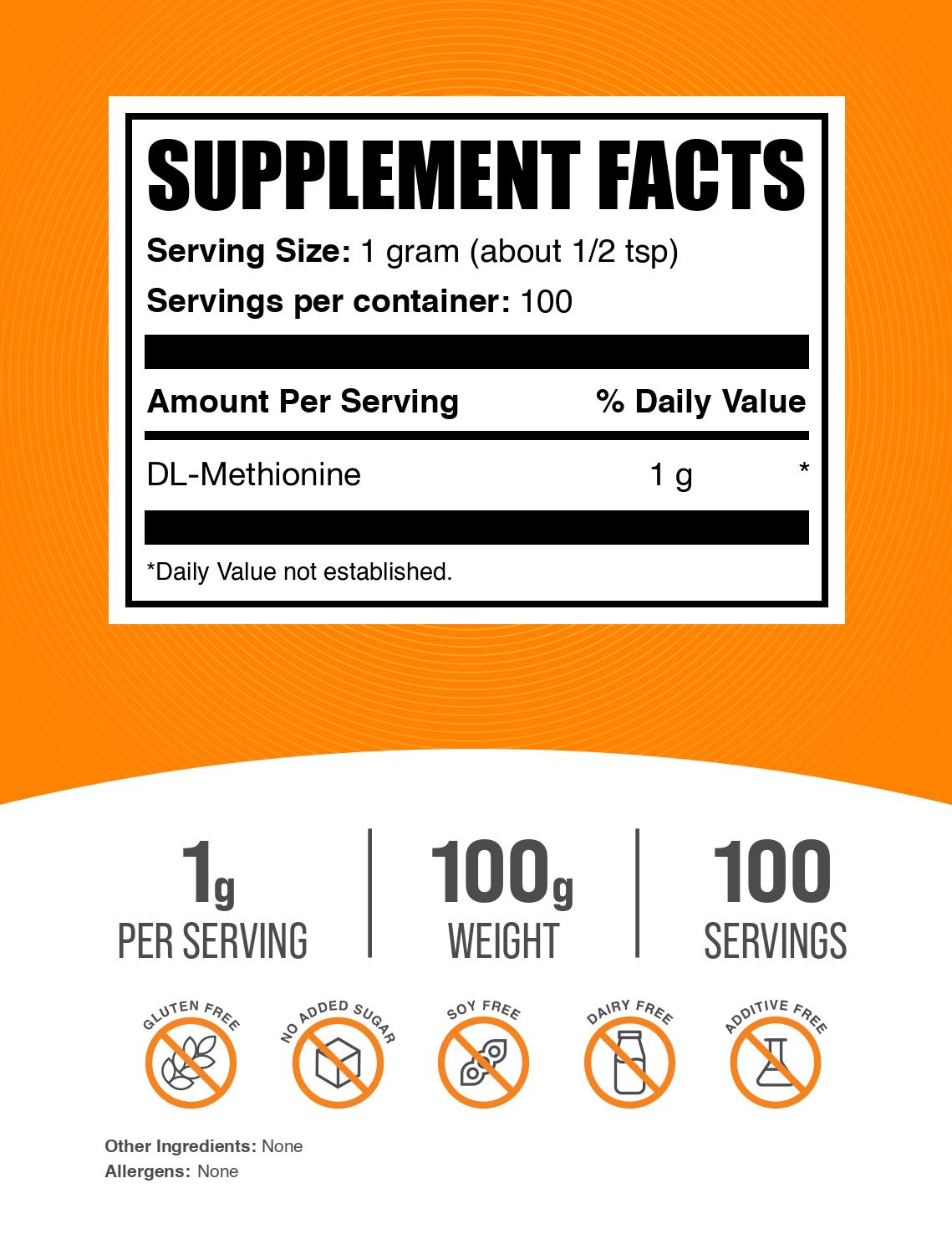 DL-Methionine powder label 100g