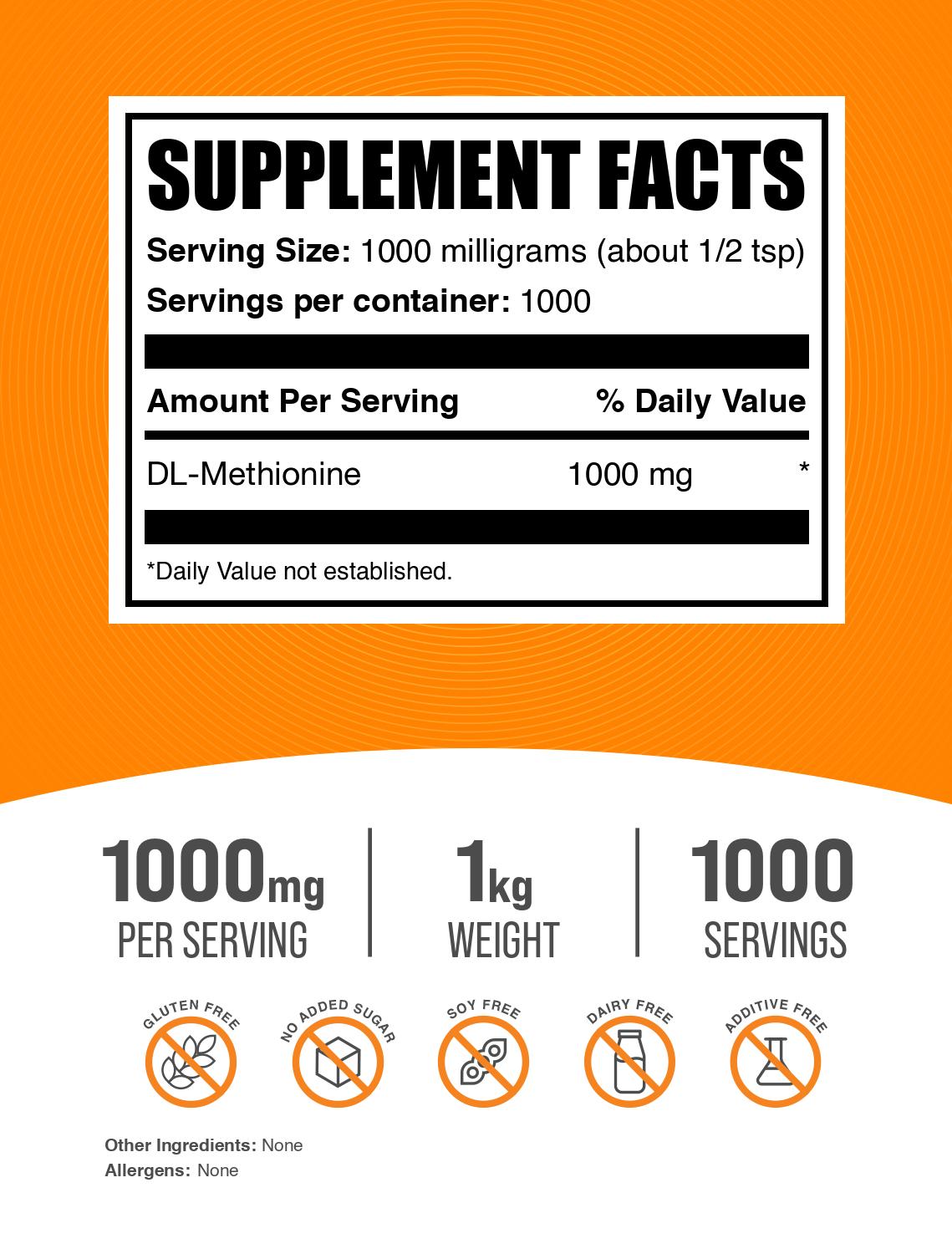 DL-Methionine powder label 1kg