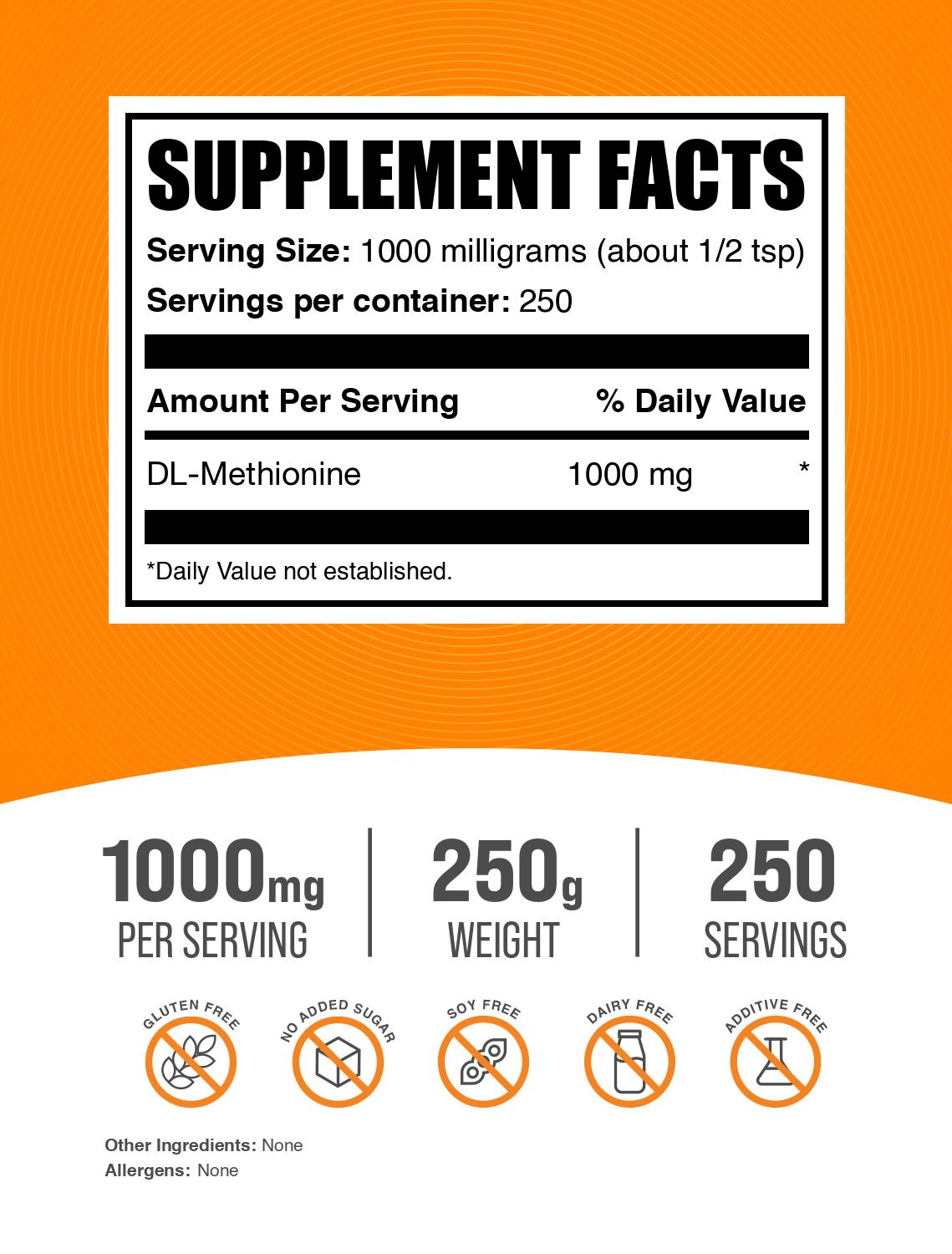 DL-Methionine powder label 250g