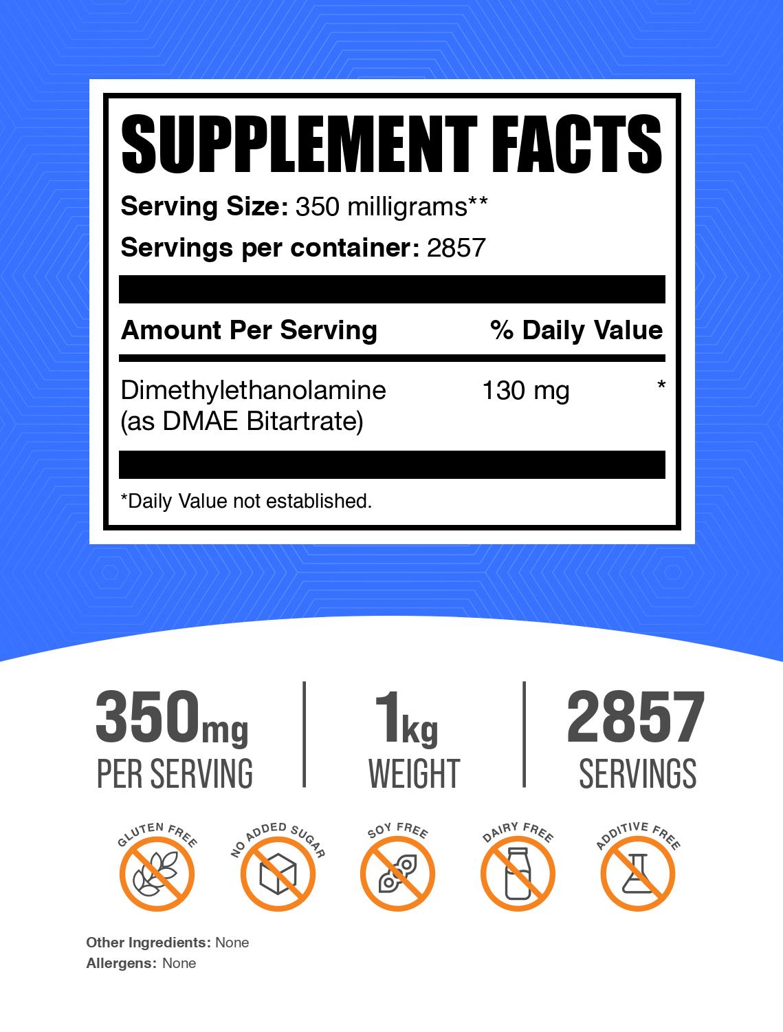 DMAE-Bitartrate powder label 1kg