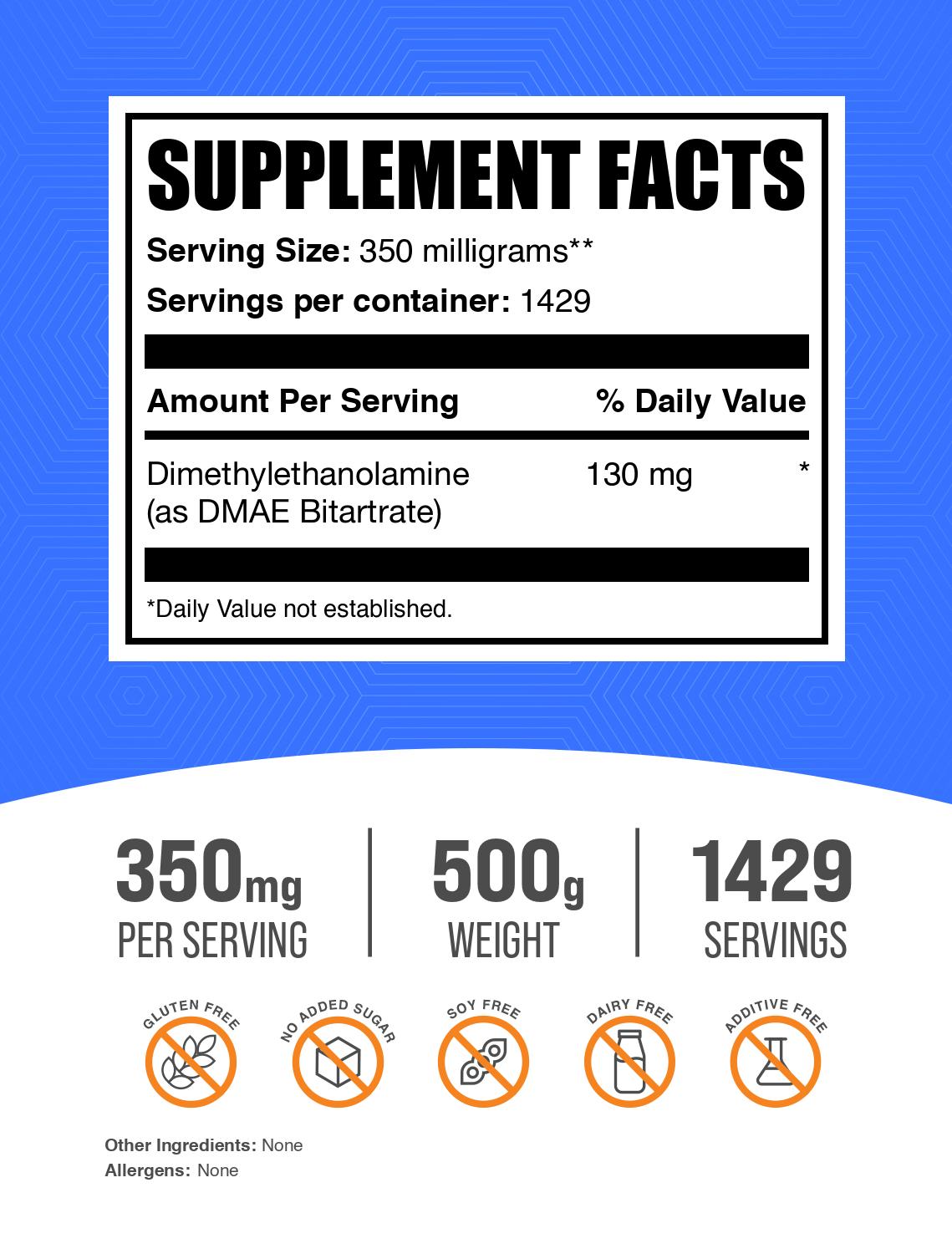 DMAE-Bitartrate powder label 500g