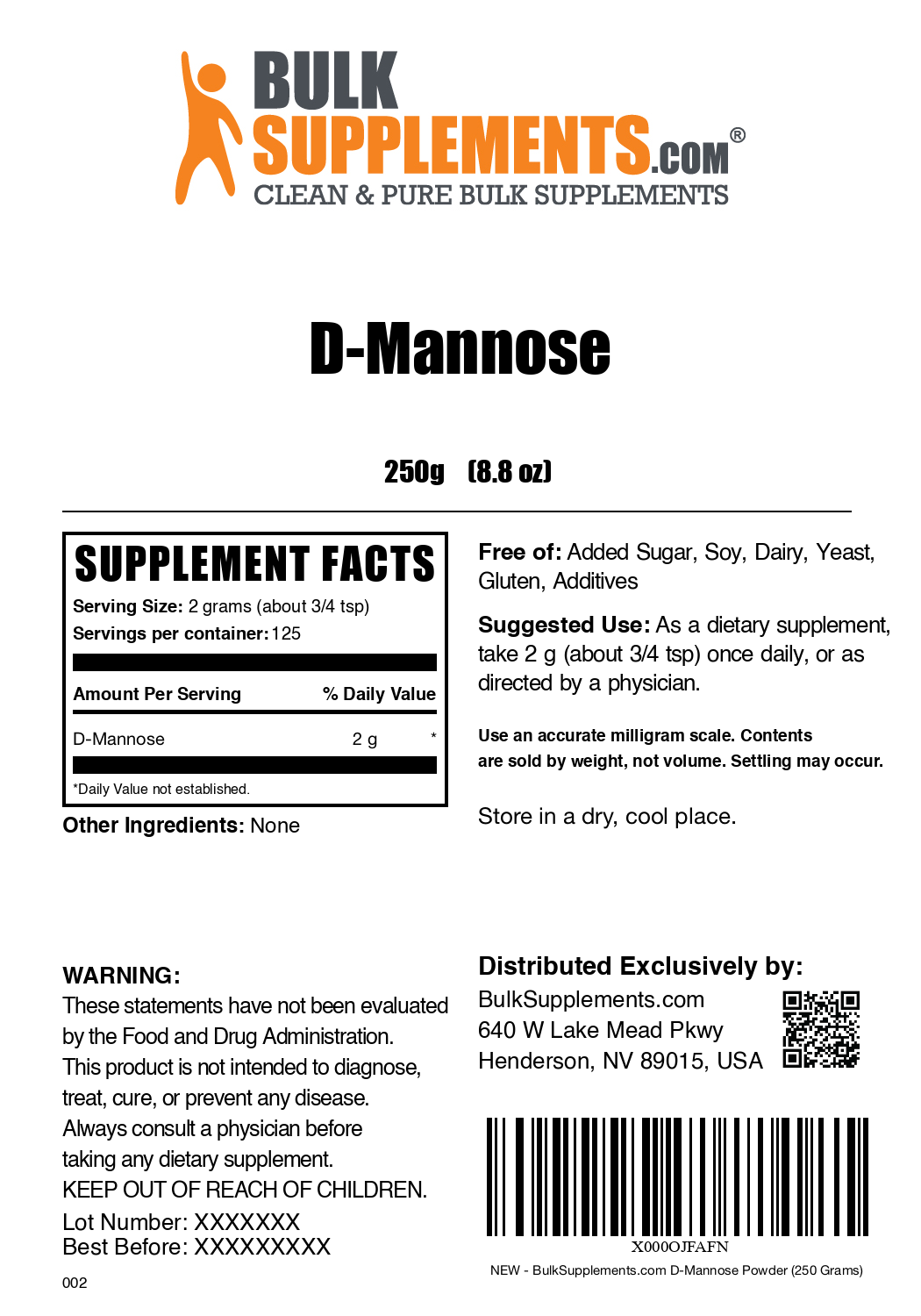 D-Mannose powder label 250g