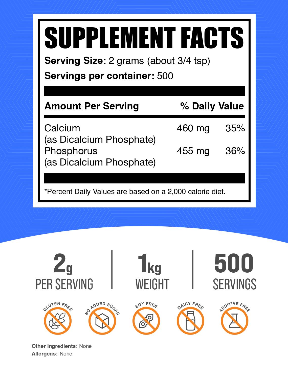 Dcalcium phosphate powder label 1kg