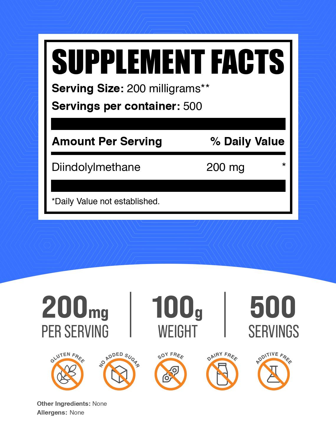 Diindolylmethane (DIM) powder label 100g