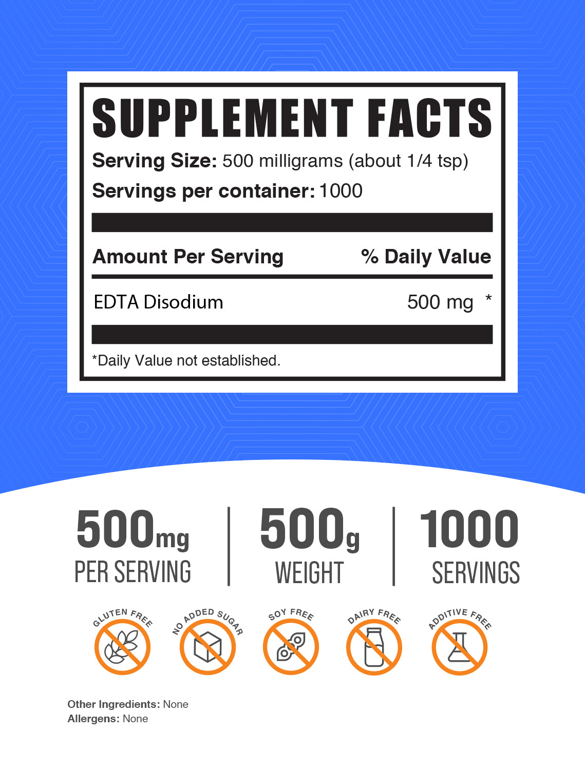 Disodium EDTA powder label 500g