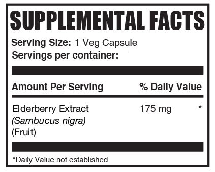 Elderberry extract capsules mini label