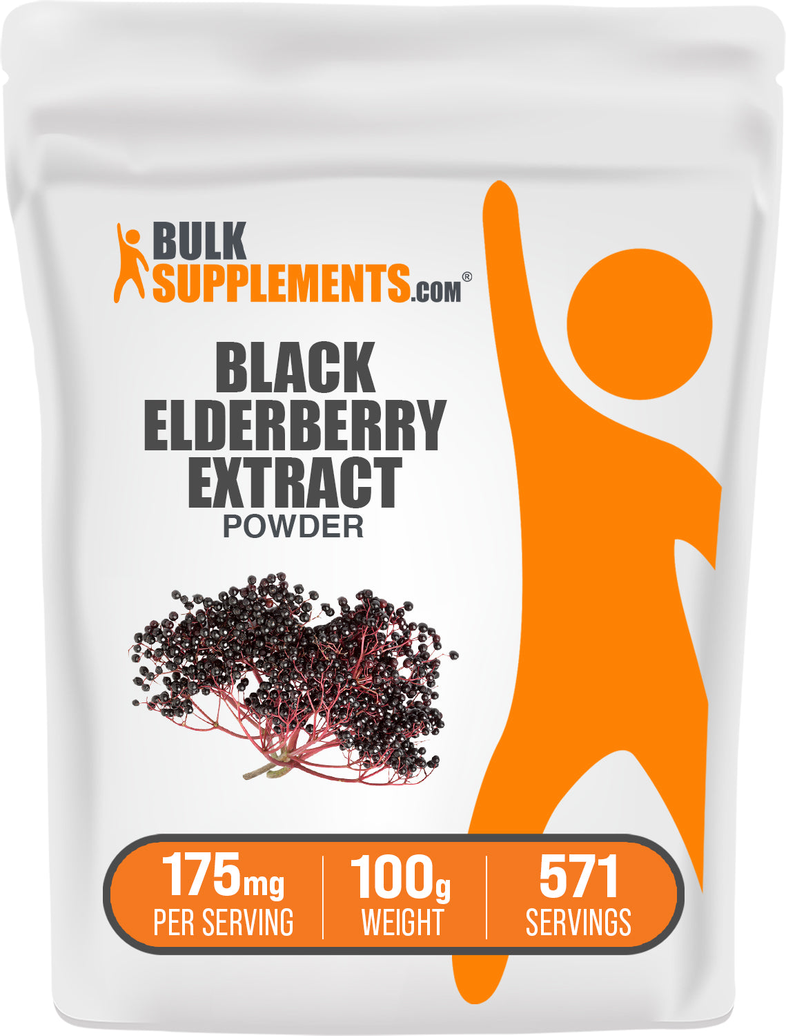 BulkSupplements.com Elderberry Extract Powder 100g bag image