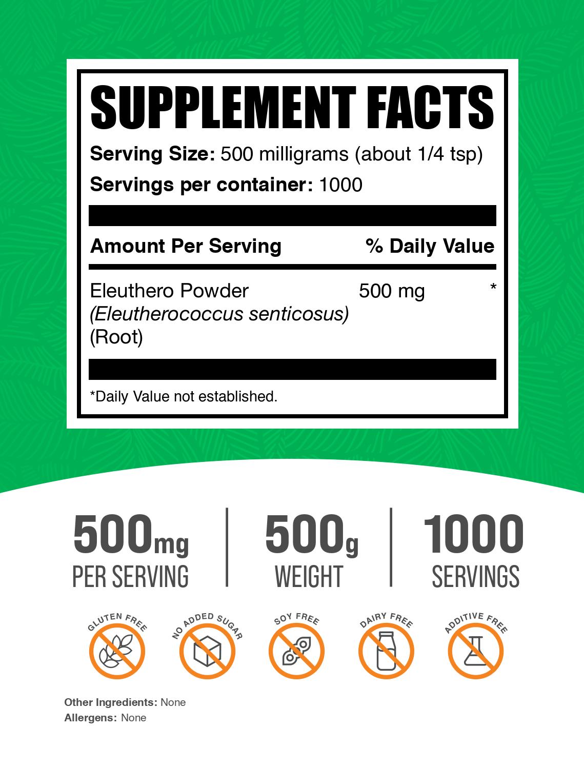 Eleuthero Powder label 500g