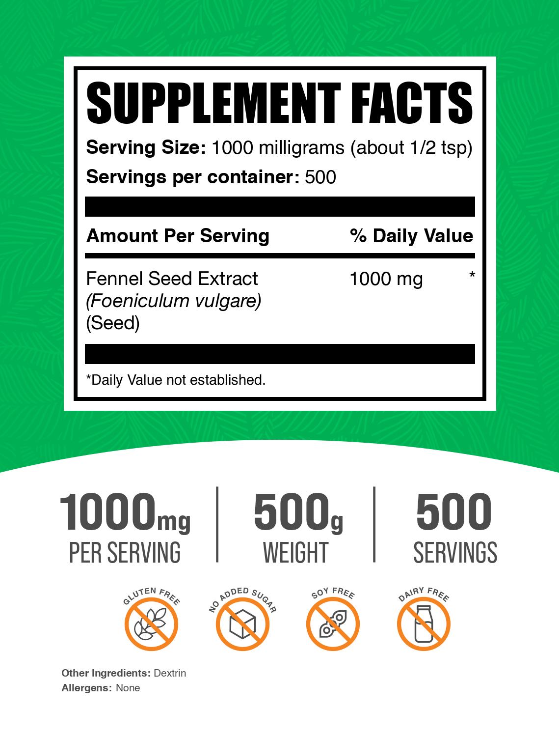 Fennel Extract powder label 500g