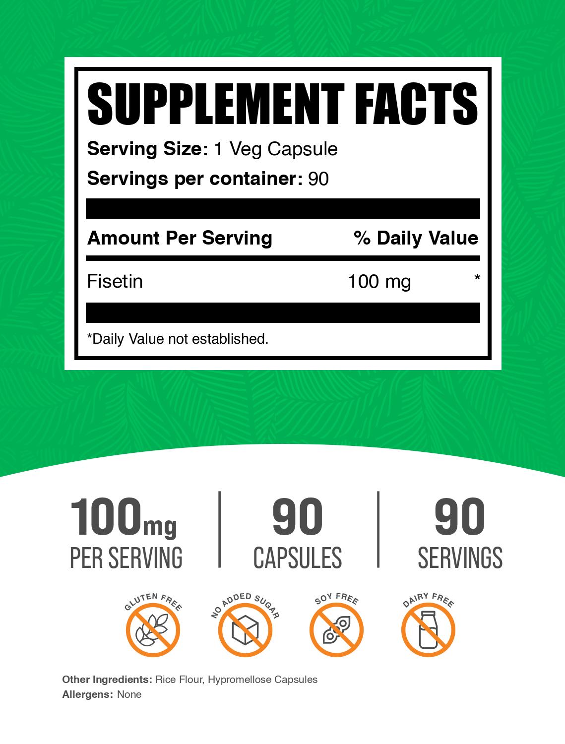 Fisetin capsules 90 ct label