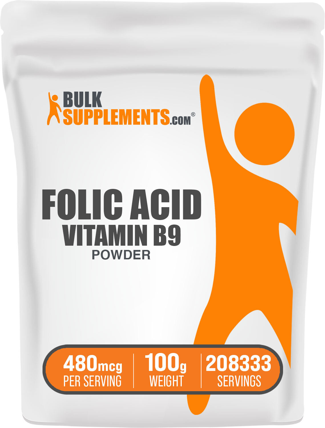 BulkSupplements.com Folic Acid Powder 100g bag image