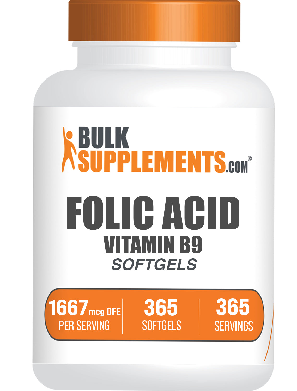 BulkSupplements.com Folic Acid 365 Softgels bottle image