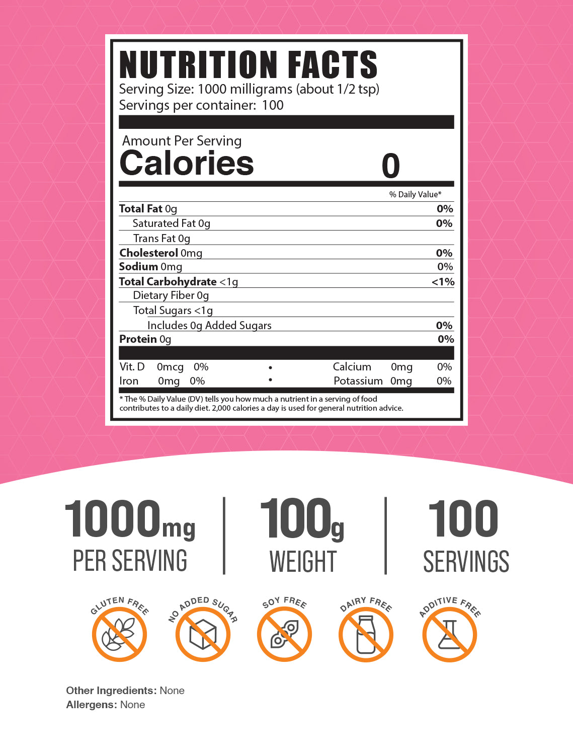 Fructose powder label 100g