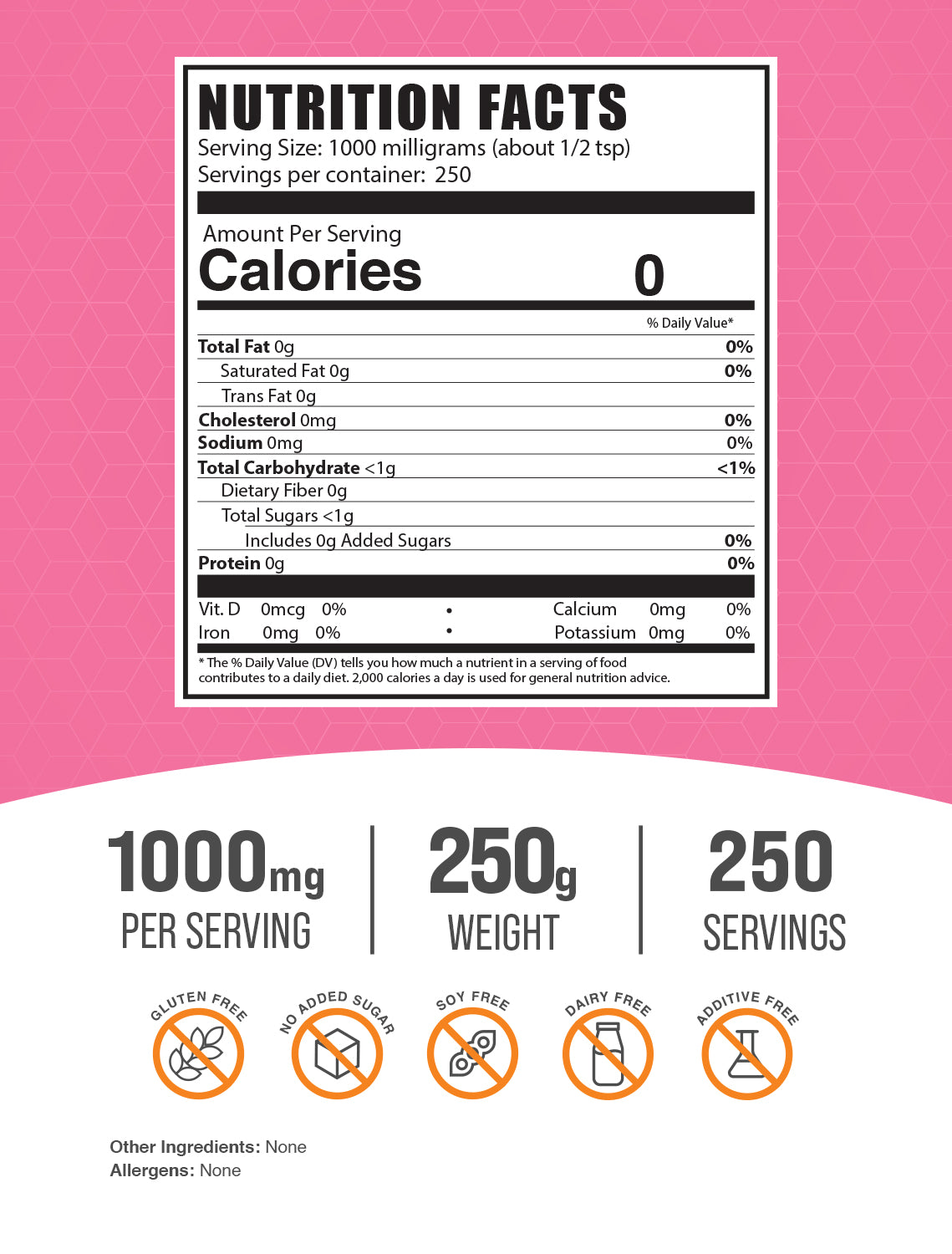 Fructose powder label 250g