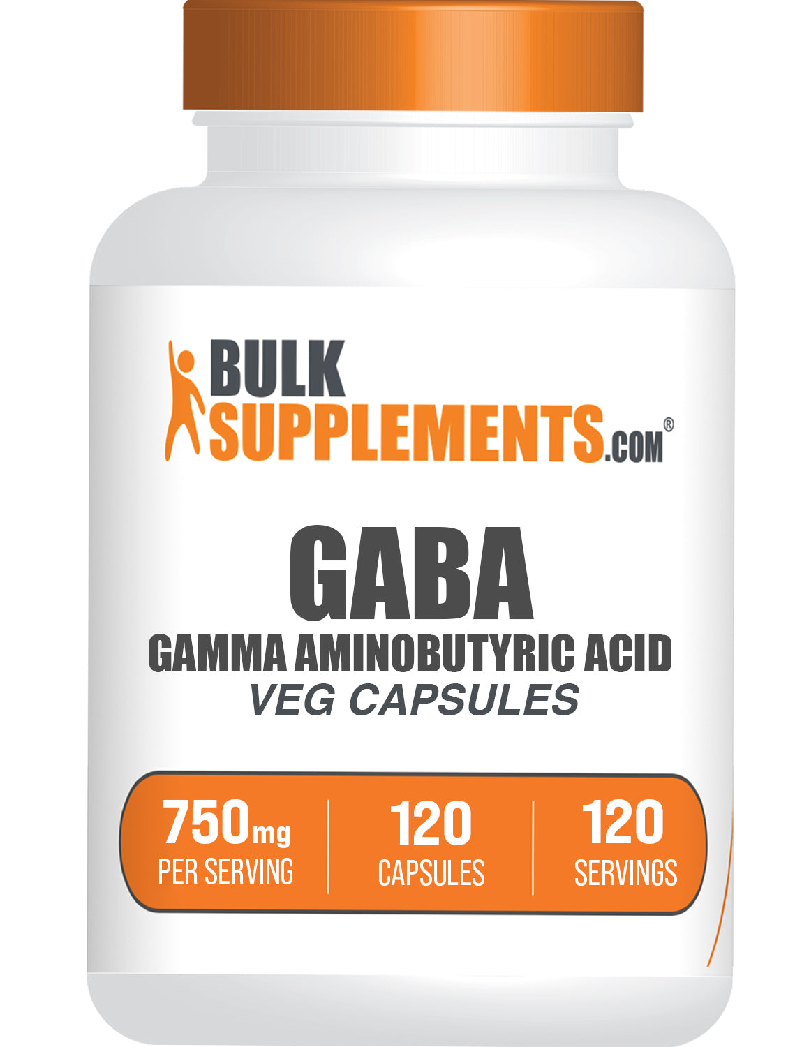 BulkSupplements.com GABA Capsules 120 ct bottle image