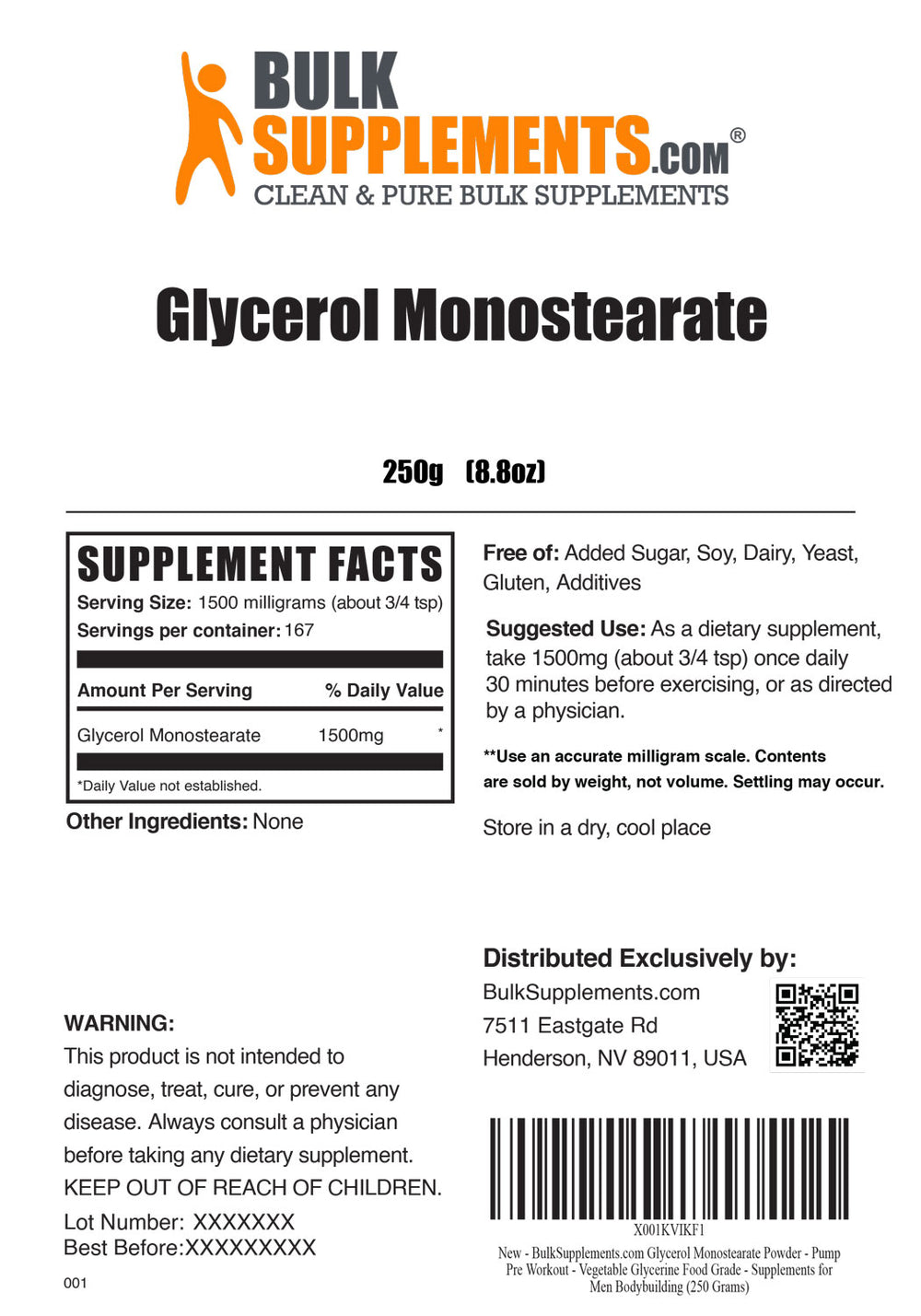 Glycerol Monostearate Supplement | Glycerol Monostearate Powder