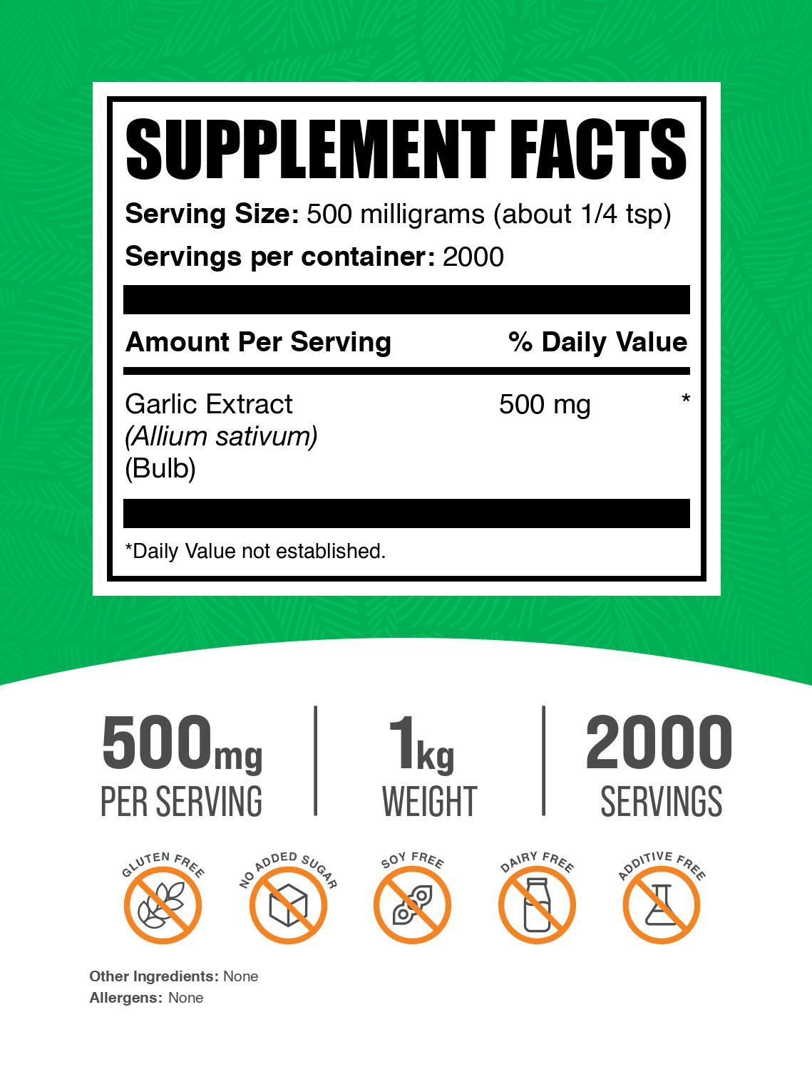 Garlic extract powder label 1kg